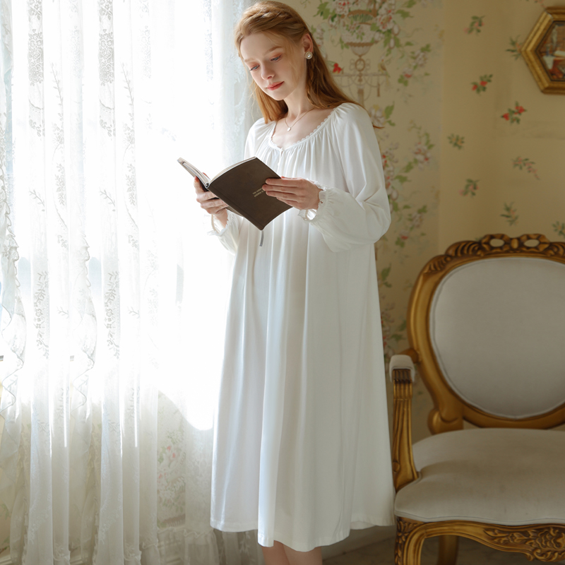 棉春秋法式宫廷睡裙薄款宽松大码
