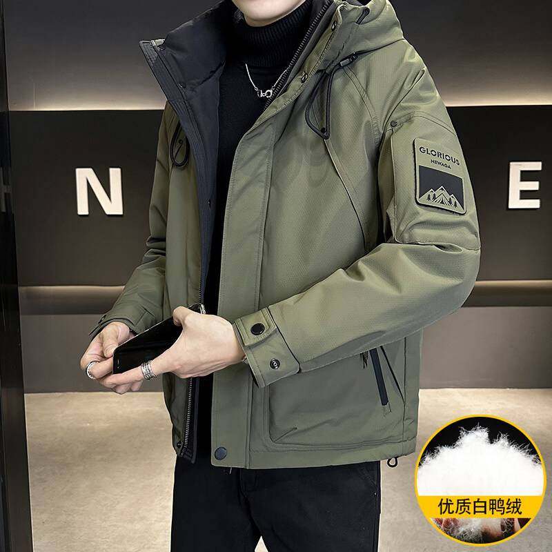 官方品牌中青年男士立领时尚保暖羽绒服男短款冬季新款百搭白鸭绒