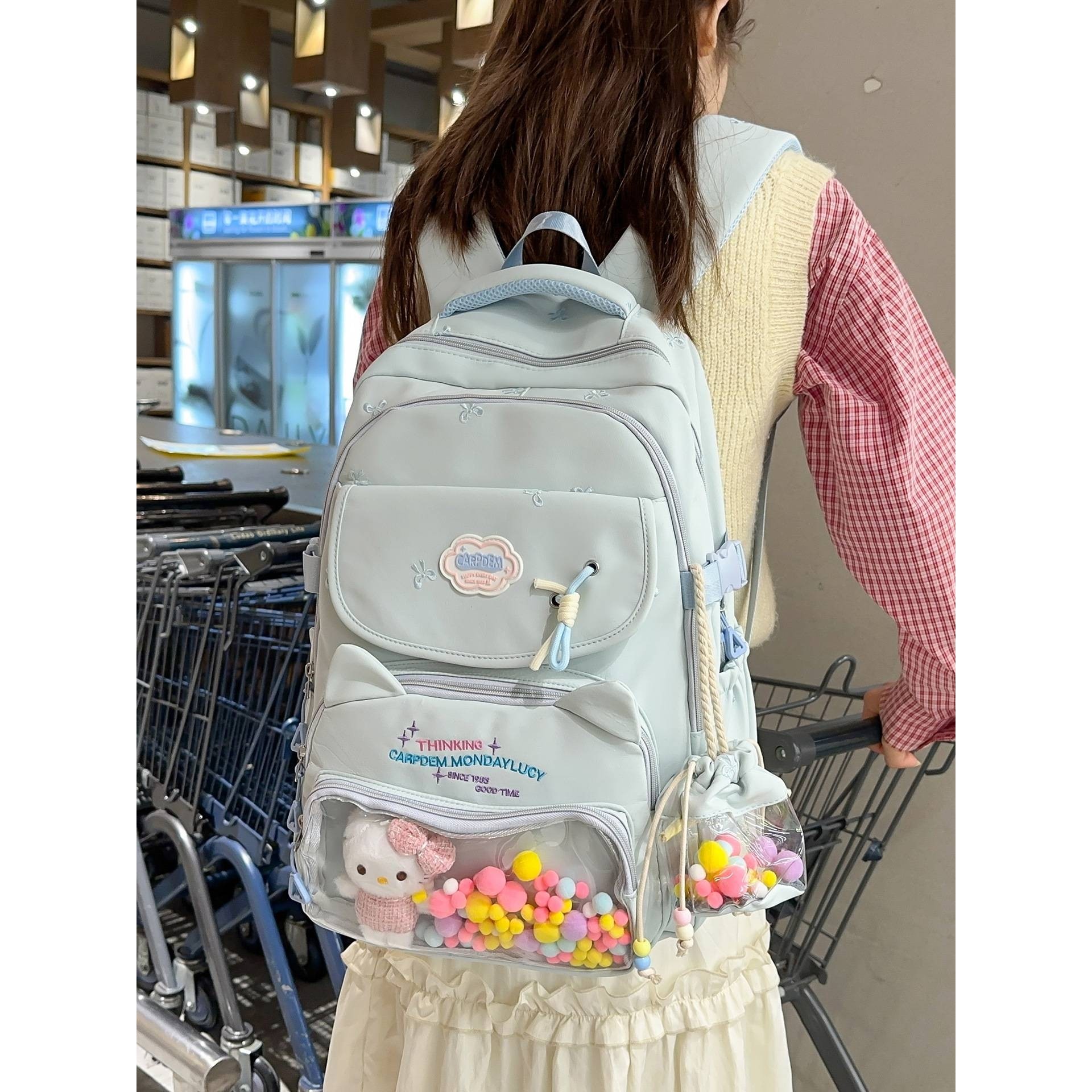 官方品牌日系透明吧唧痛包ins风书包女初中生可爱高颜值双肩包大,箱包皮具/热销女包/男包,双肩背包,淘宝优惠券,粉丝福利购,淘宝优惠卷