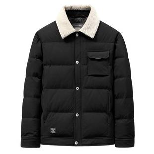 官方品牌男式羽绒服秋冬羊羔毛脱卸领工装款90白鸭绒保暖加厚羽绒