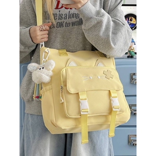 官方品牌学院风大容量可斜挎包可背两用学生小清新单肩手提可爱猫