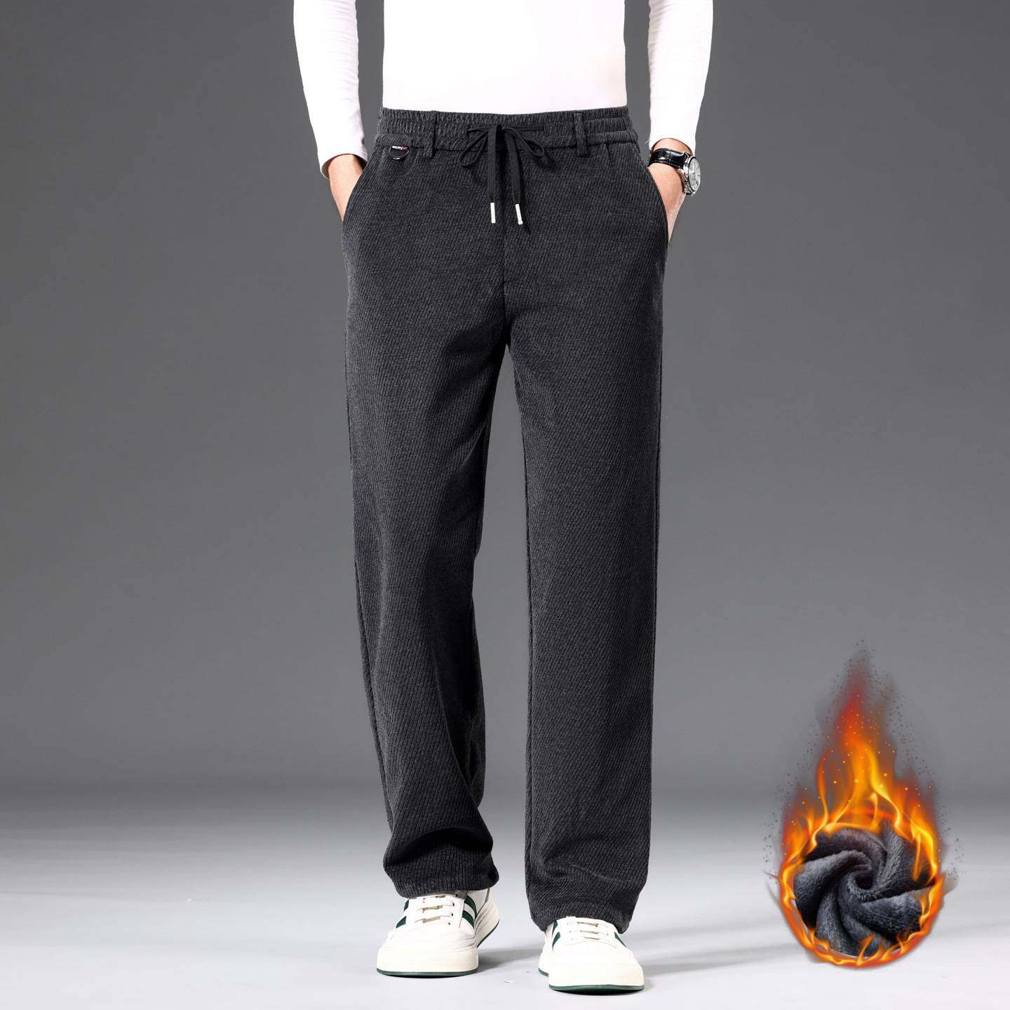 官方品牌胖子哥2025冬季灯芯绒加厚裤子男加肥加绒卫裤休闲运动裤