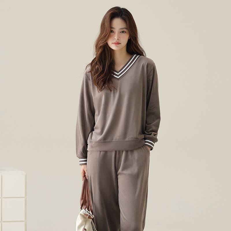 官方正品秋冬季珊瑚绒睡衣女士新款薄绒可外穿运动高级感海岛绒大