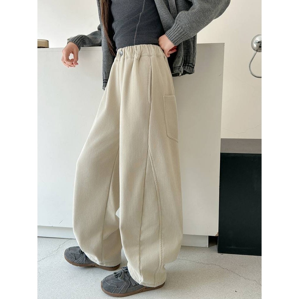 官方品牌女童加绒裤子秋冬2025新款运动裤儿童弯刀卫裤女孩大童加