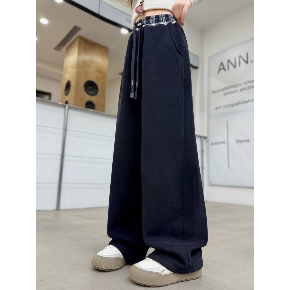 官方品牌女童加绒运动裤秋冬装大童韩版洋气阔腿裤女孩加厚卫裤初