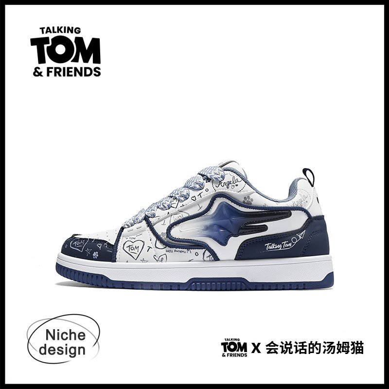 会说话的汤姆猫涂鸦板鞋男款2026春季网红爆款小白鞋情侣运动潮鞋,流行男鞋,休闲板鞋,淘宝优惠券,粉丝福利购,淘宝优惠卷
