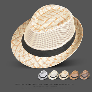 草帽男款夏季网眼防晒遮阳帽中老年透气礼帽爸爸凉帽爷爷太阳帽子