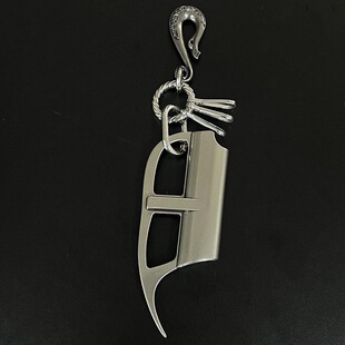 中古银高级感火机套钥匙扣挂件街头复古裤链潮流cleanfit风配饰