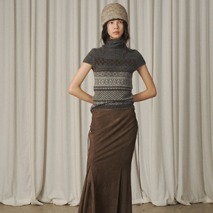 VERSO 25FW秋冬韩国直邮买手店代购半袖印花波西米亚复古针织上衣