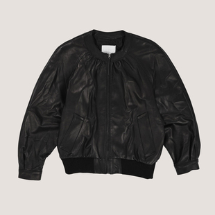 VERSO 25FW秋冬韩国直邮买手店代购 褶皱宽松羊皮皮夹克
