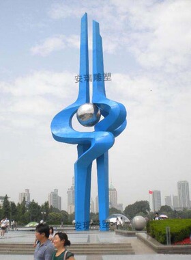 不锈钢雕塑定制大型白钢镜面拉丝金属地标性标志城市园林雕塑景观