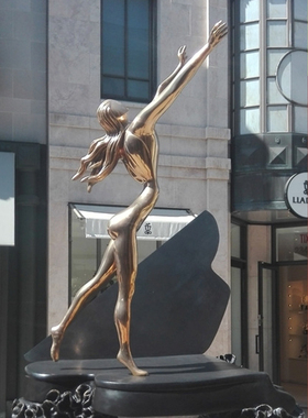 铸铜跳舞女孩人物 户外广场园林摆放玻璃钢仿铜西方欧式人物雕塑