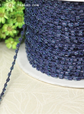 深蓝色 管珠连线细绳水晶亚克力玻璃米珠子花边手工编织辅料配件