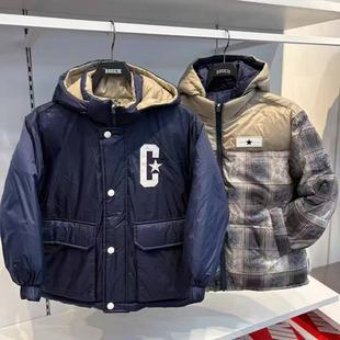 CONVERSE匡威25年冬专柜儿童高端款双面连帽羽绒服外套CV2542416