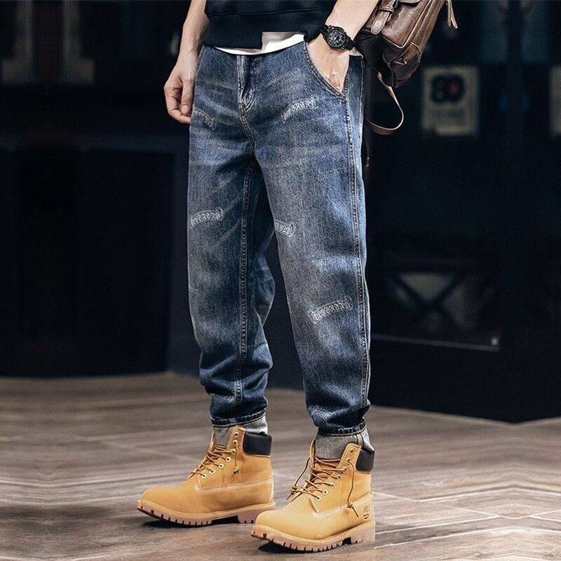 美式重磅水洗复古牛仔裤男春季新款潮牌宽松直筒休闲锥形哈伦裤子,男装,牛仔裤,淘宝优惠券,粉丝福利购,淘宝优惠卷