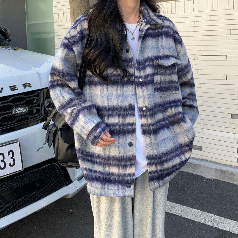 Lastdne韩系复古毛呢外套