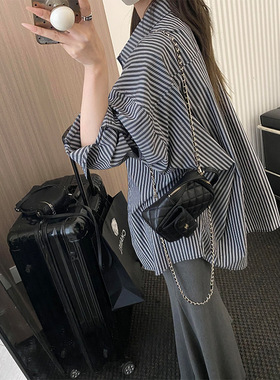 Last danse慵懒条纹衬衫女长袖夏薄款廓形休闲宽松衬衣防晒外套
