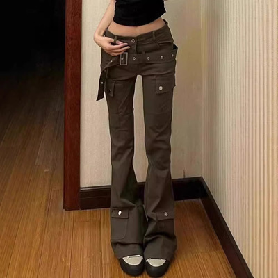 美式复古微喇牛仔裤女新款