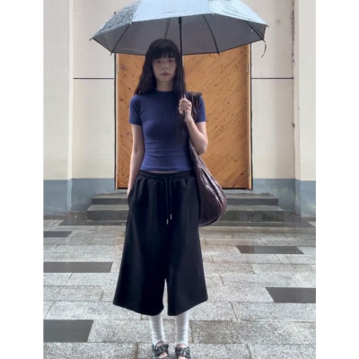 Lastdne美式复古七分裤女