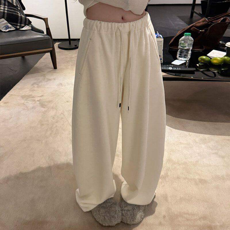 Lastdne韩系复古卫裤女加