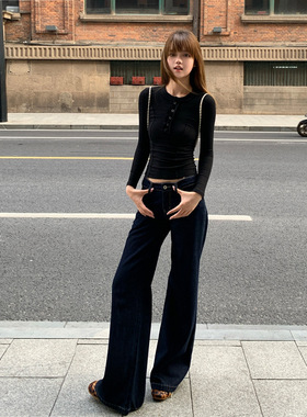 Last danse 美式牛仔裤女辣妹2026春新款显瘦低腰微喇裤拖地裤