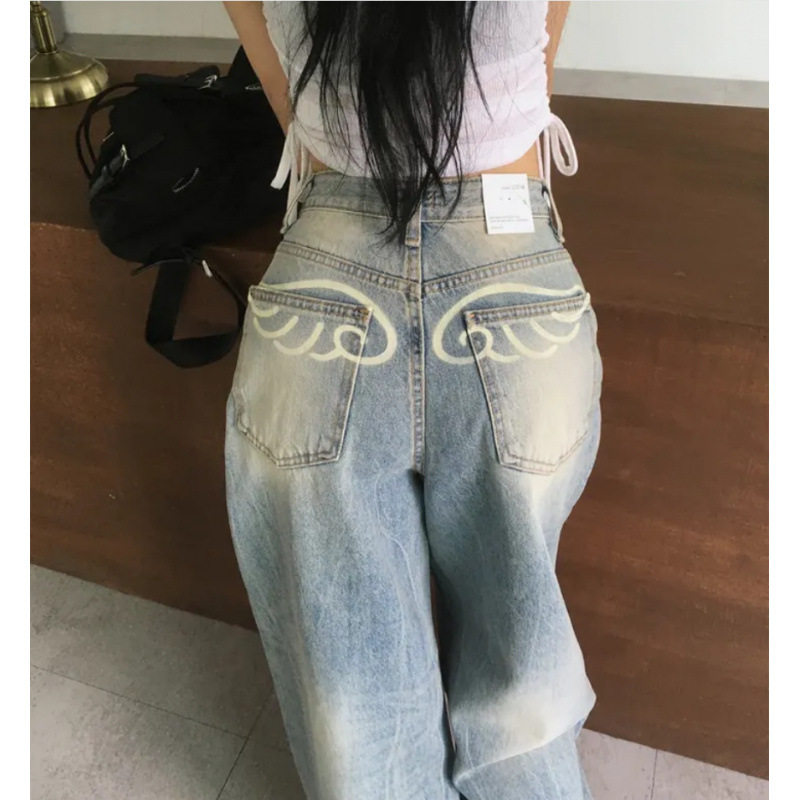 国PP翅膀印花牛仔裤女