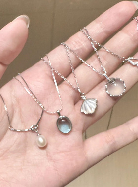 Last danse S925纯银项链女海蓝宝蝴蝶不掉色高级感轻奢锁骨链