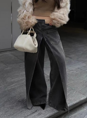 Last danse 正反两穿牛仔裤女美式复古解构y2k亚比风高街阔腿裤潮