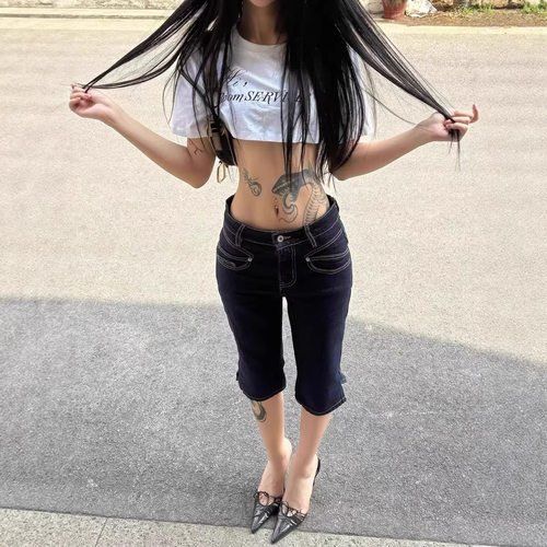 原色牛仔短裤女夏新款辣妹