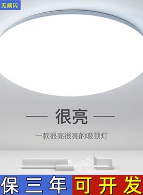 吸顶灯LED超亮圆形客厅灯卧室灯阳台灯厨房灯工程灯面包灯全白灯