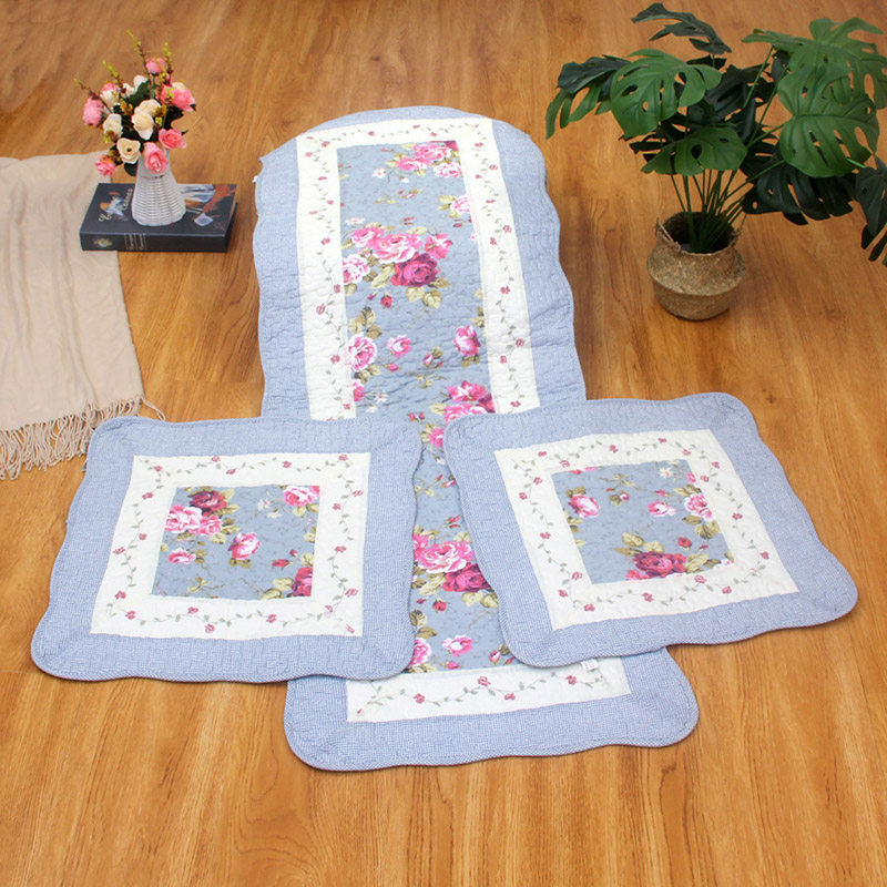 新款包邮绗缝布艺汽车坐垫田园通用车型座垫三件套四季棉布绗缝