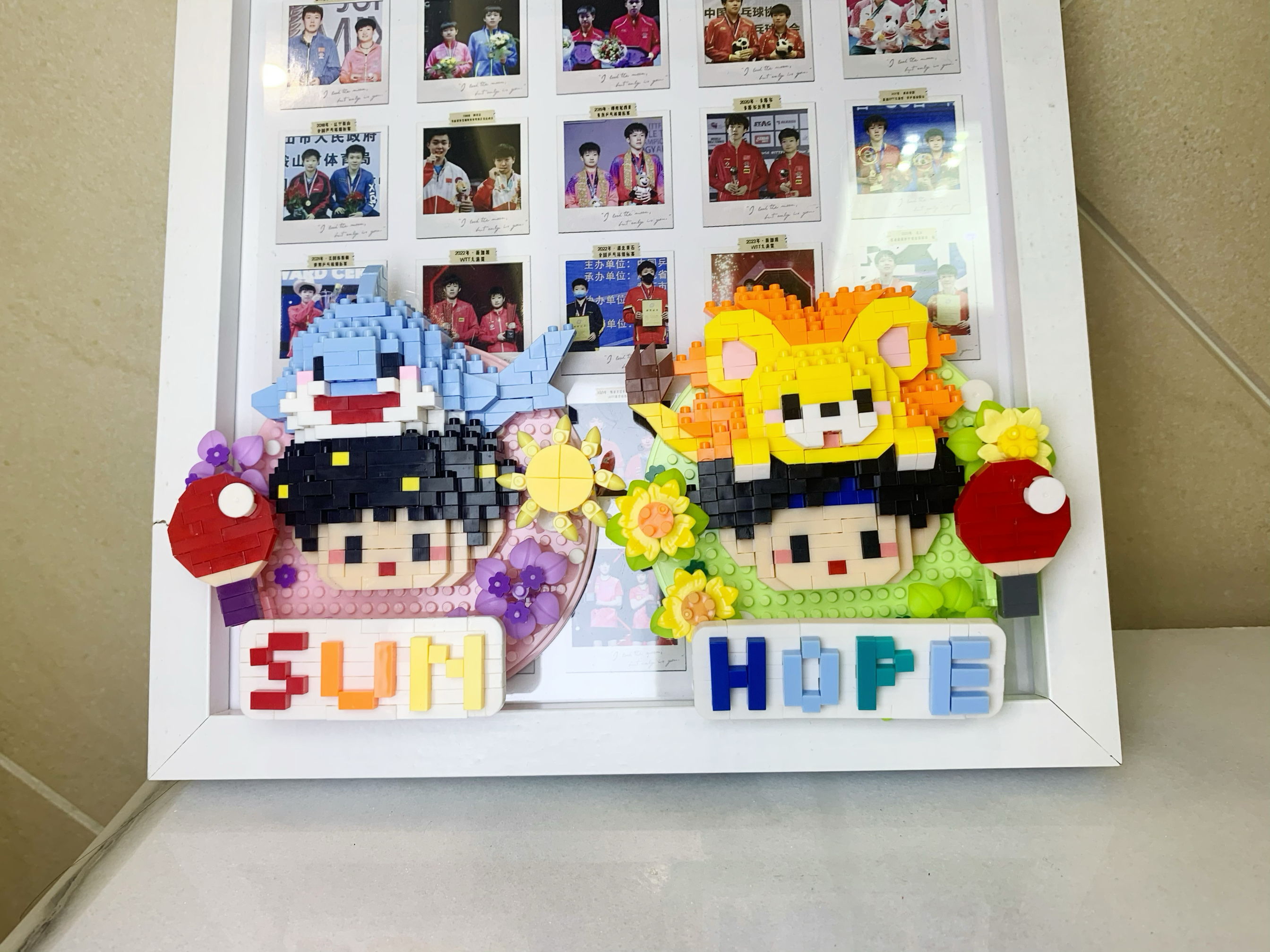 潮乐创正版创HOPE&SUN乒乓球莎头周边积木玩具公仔拼装生日礼物