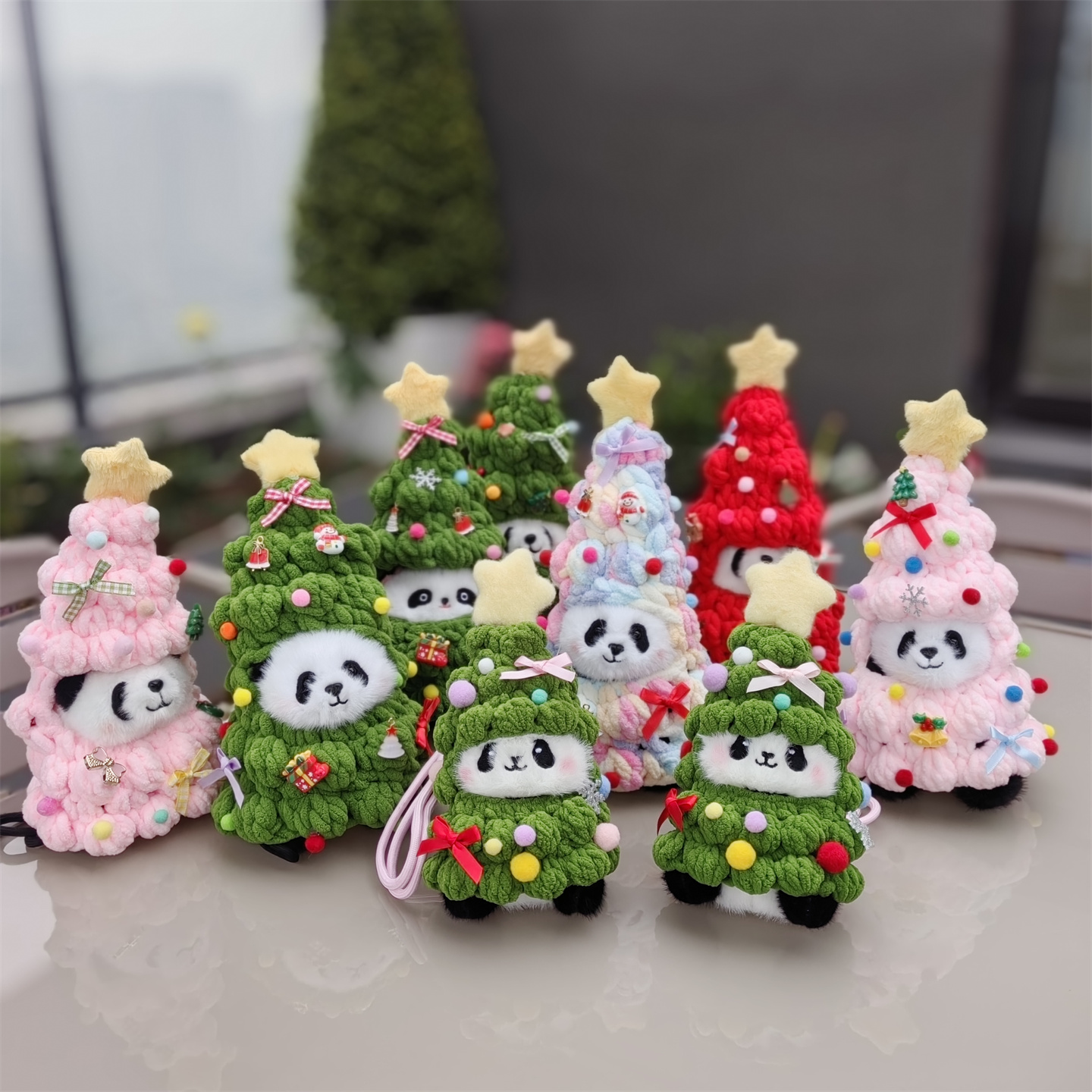 创意可爱熊猫圣诞树毛绒包挂件