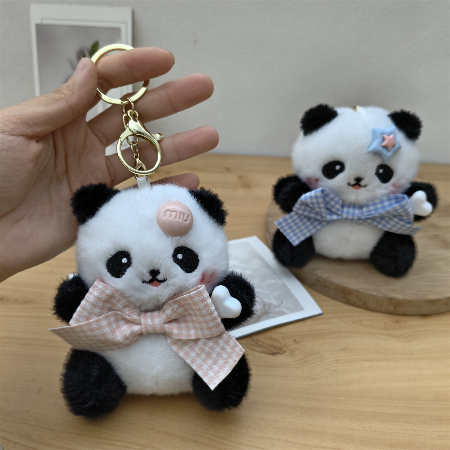 可爱熊猫毛绒钥匙扣挂件