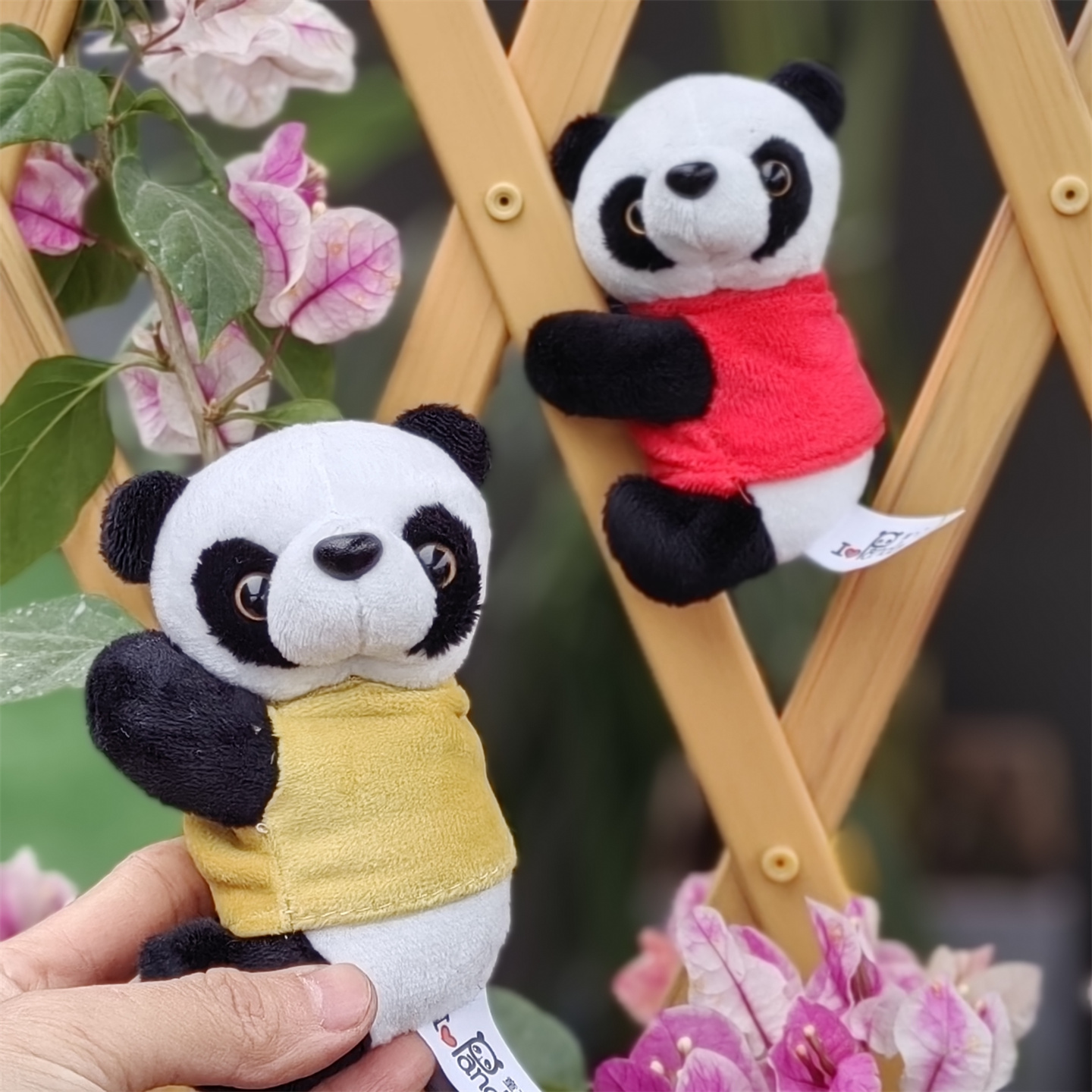 正版可爱熊猫夹子毛绒挂件