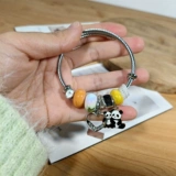Серебряная фигурка, браслет, модный аксессуар для друга, панда, подарок на день рождения