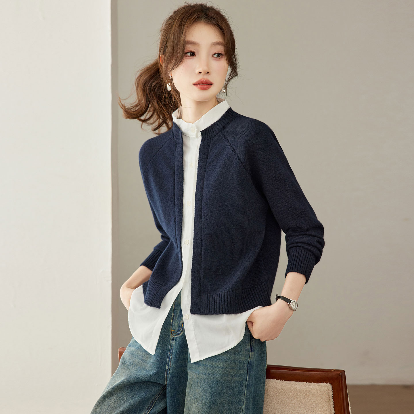 假两件针织开衫女春秋季