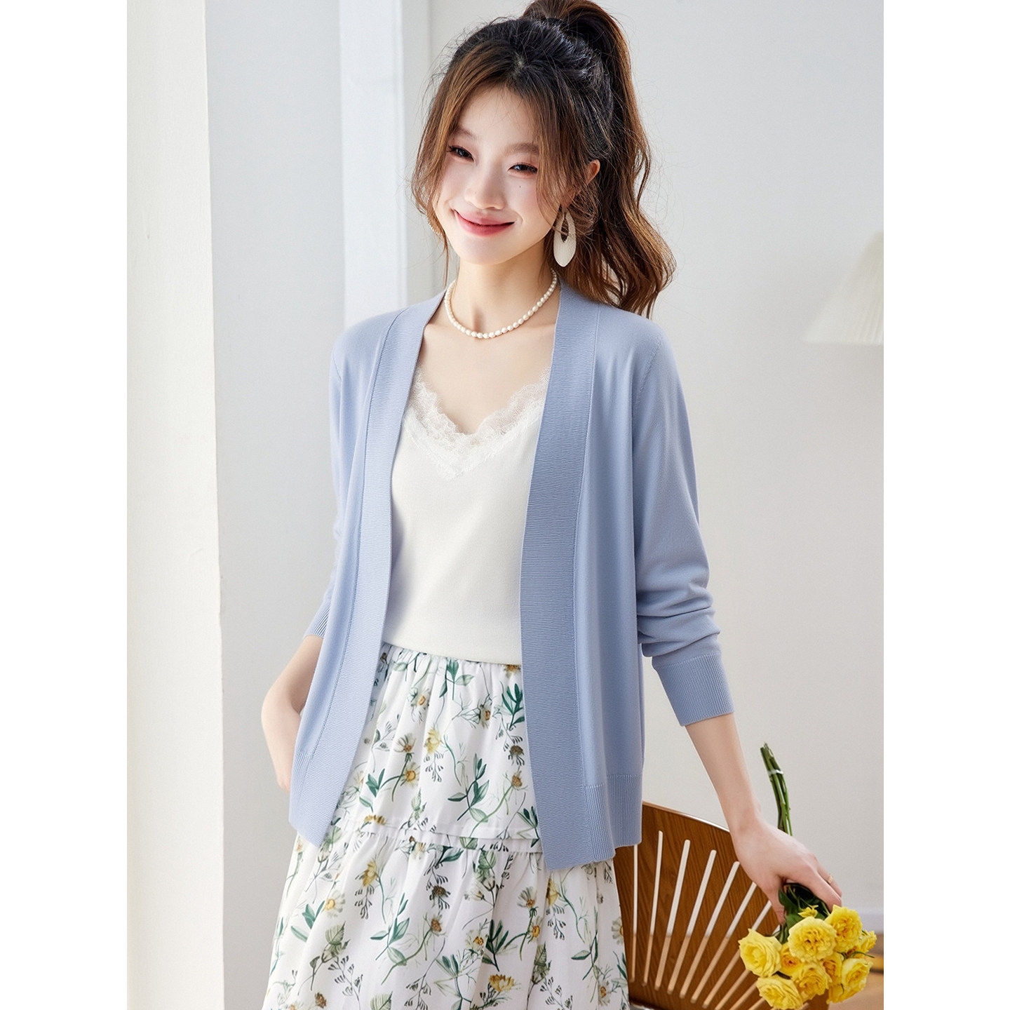 防晒开衫女夏季薄款外搭披肩高级感轻奢上衣冰丝针织空调衫外套