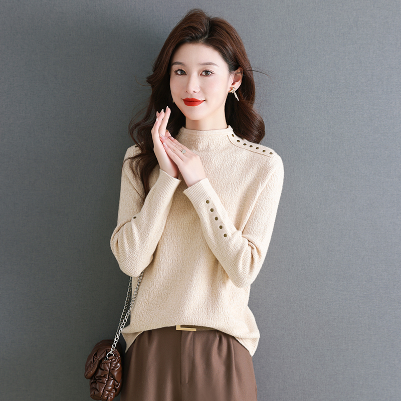半高领修身打底衫女秋冬内搭高级感毛衣时尚洋气超好看针织衫上衣