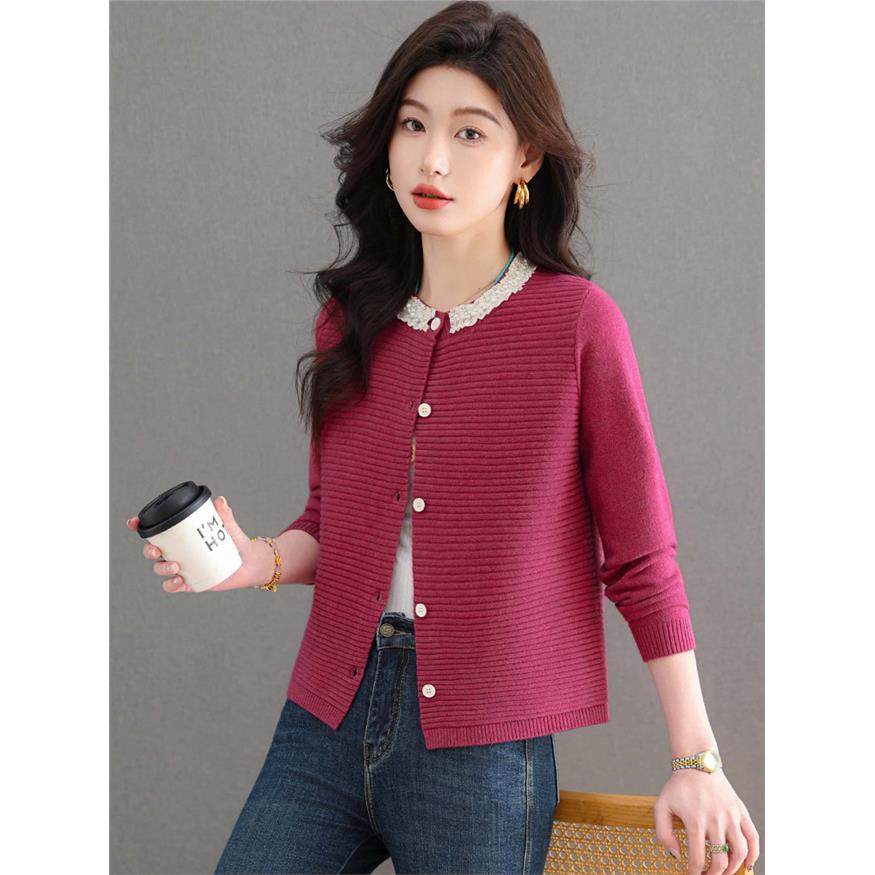 高级感钉珠针织开衫女2026春秋新款宽松外搭小香风蕾丝毛衣短外套,女装/女士精品,毛针织衫,淘宝优惠券,粉丝福利购,淘宝优惠卷