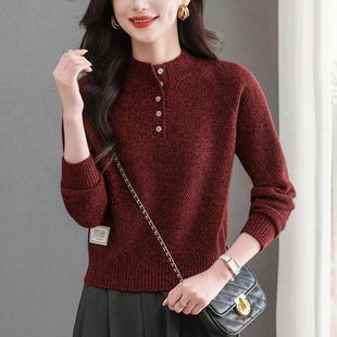 2025年秋冬新款半高领针织衫女修身显瘦纯色打底毛衣气质通勤上衣