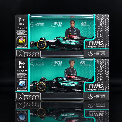比美高1:43奔驰W15新加坡f1方程式赛车汉密尔顿拉塞尔合金车模