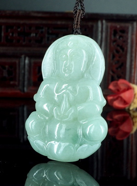 天然a货翡翠观音挂件A货缅甸玉观音吊坠男款玉佩项链22329