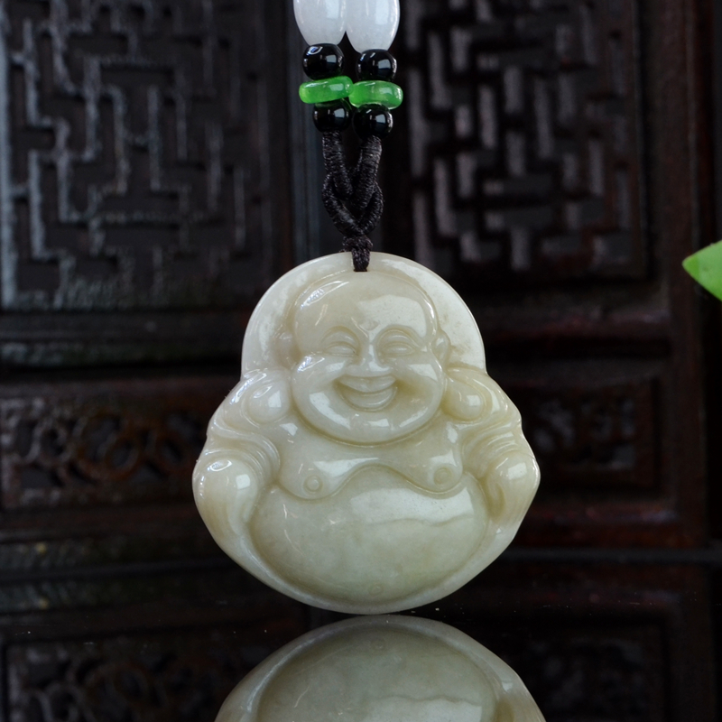双面佛吊坠天然缅甸笑佛挂件a货翡翠玉佛玉坠项链送老婆生日礼物