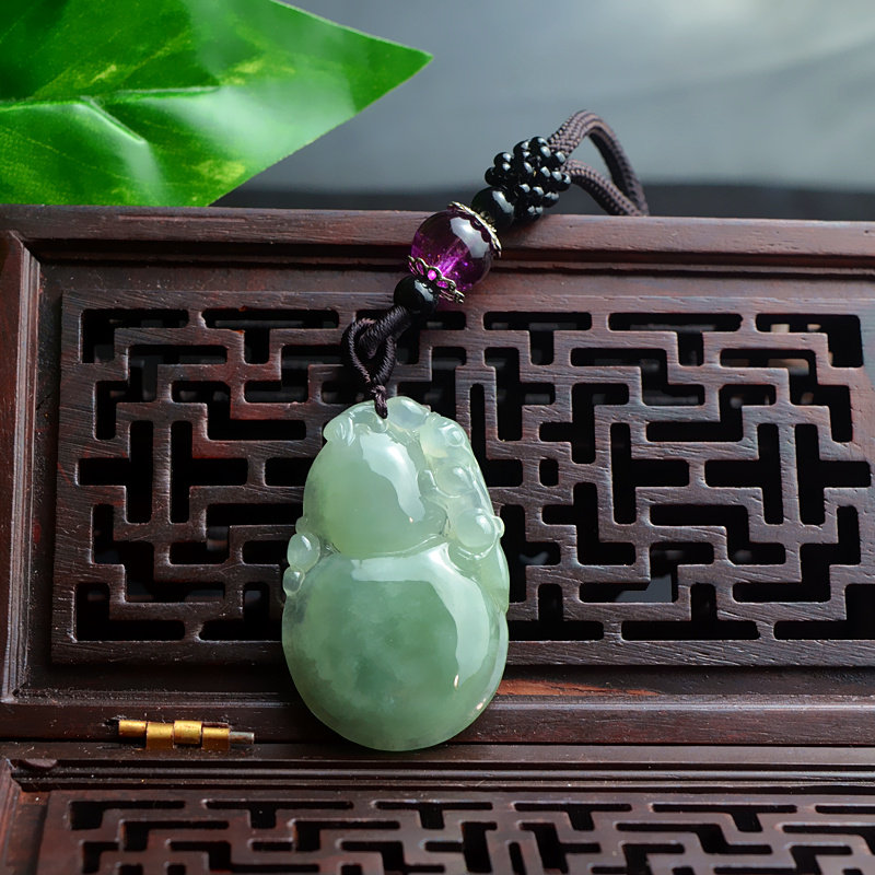 a货天然翡翠如意吊坠糯种玉如意挂坠万事如意水头足带证书