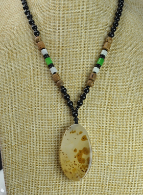 天然原色水晶玛瑙海洋玉髓项链男女款时尚毛衣链吊坠项链带证书