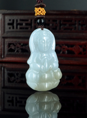 天然a货翡翠小观音挂件A货缅甸玉观音吊坠男款玉佩项链22329