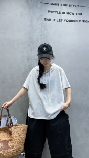 2026年新款夏季百搭宽松款短袖T恤女显瘦百搭款女士短袖带帽短袖