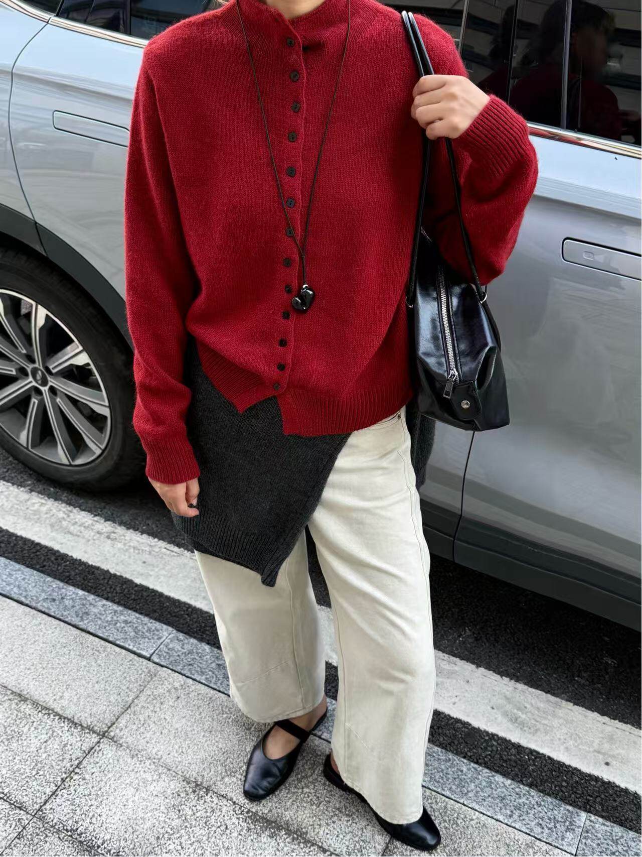 2026年新款秋冬半高领绵羊毛针织开衫女显瘦百搭款女士毛衣外套