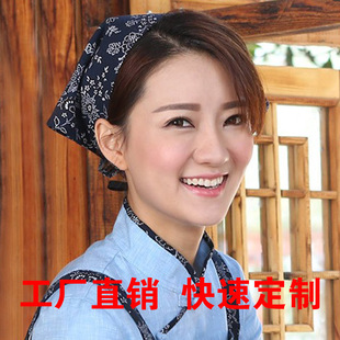 女士三角头巾 餐厅饭店 女服务员店员 头巾帽 超市商场三角头巾